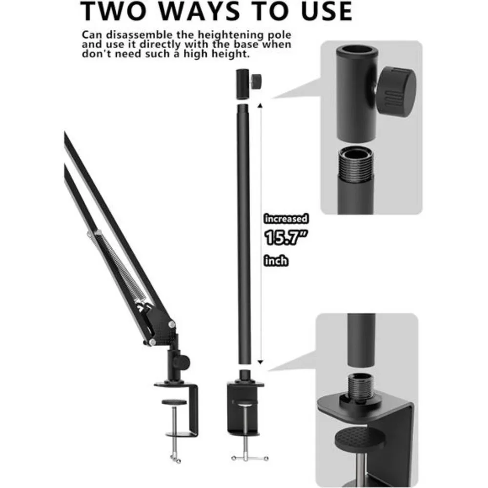 Overhead Camera Mount, 5lb Horizontal Load-Bearing, 360° Adjustable Camera Stand